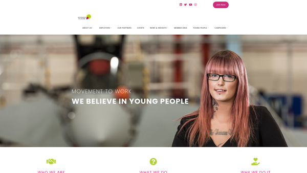 Screenshot of the Movement To Work website