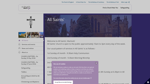 Screenshot of the The Parochial Church Council Of All Saints' Martock website