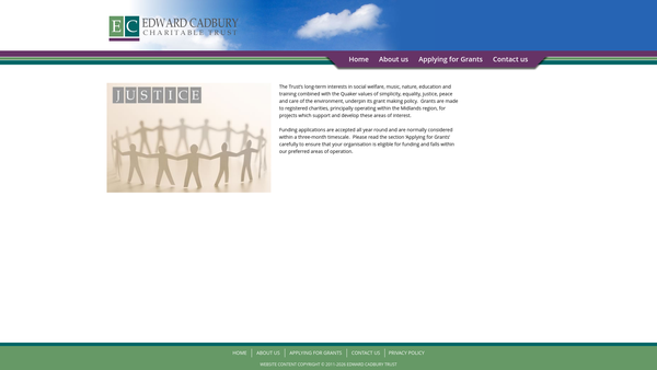 Screenshot of the The Edward Cadbury Charitable Trust website