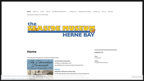 Screenshot of the Herne Bay Museum Trust website