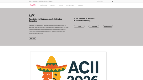 Screenshot of the The Association For The Advancement Of Affective Computing website