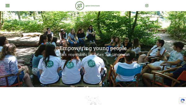 Screenshot of the Green Teen Team website