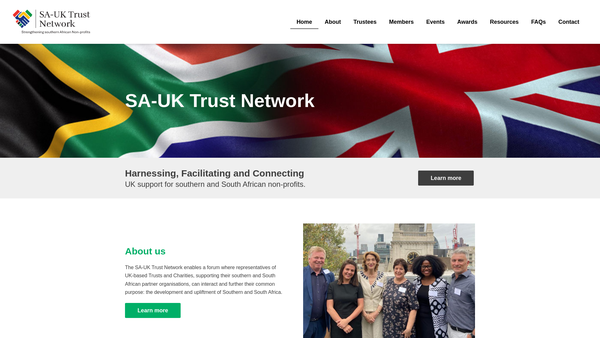 Screenshot of the Sa-Uk Trust Network website