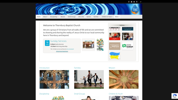 Screenshot of the Thornbury Baptist Church website