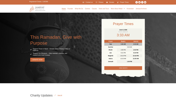 Screenshot of the Jamiyat Tabligh-Ul-Islam website