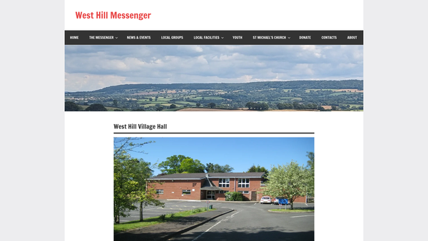 Screenshot of the West Hill Village Hall website