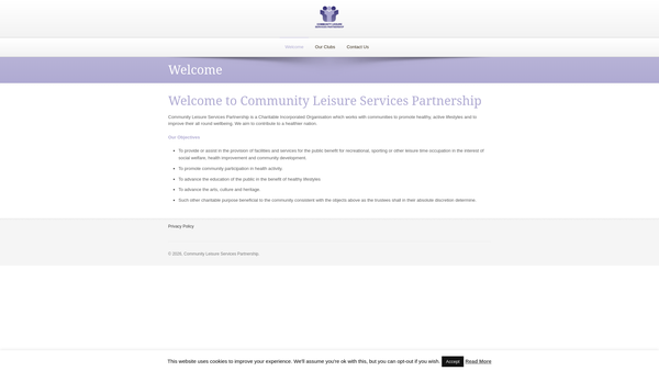 Screenshot of the Community Leisure Services Partnership website