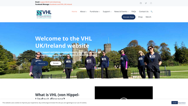 Screenshot of the Vhl Uk/ireland website