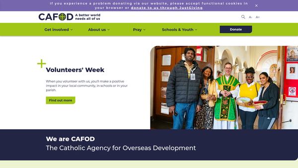 Screenshot of the Catholic Agency For Overseas Development website