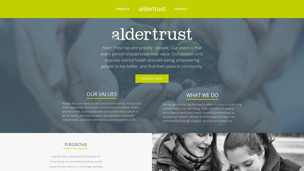 Screenshot of the Alder Trust website