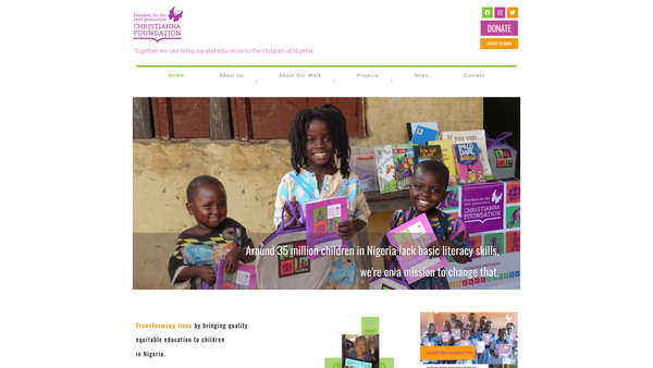 Screenshot of the Christianna Foundation website