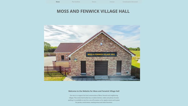 Screenshot of the Moss And Fenwick Village Hall website