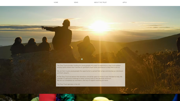 Screenshot of the The Tony Trust website