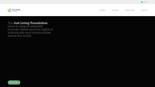 Screenshot of the The Just Living Foundation website