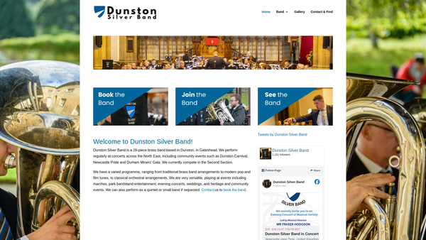 Screenshot of the Dunston Silver Band website