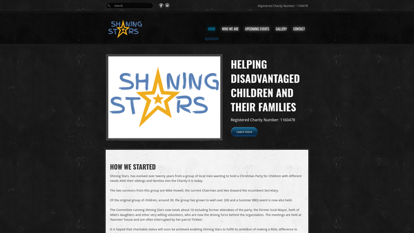 Screenshot of the Shining Stars website