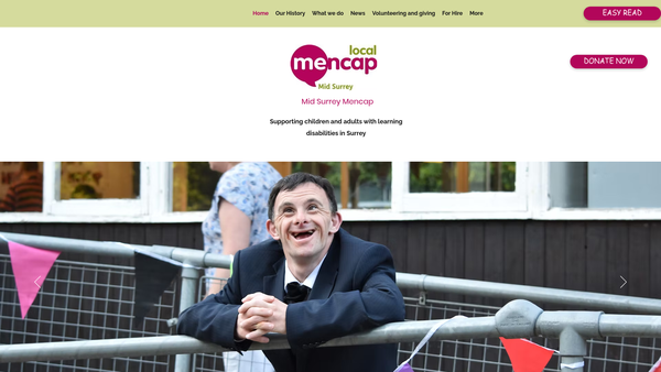 Screenshot of the Mid Surrey Mencap website