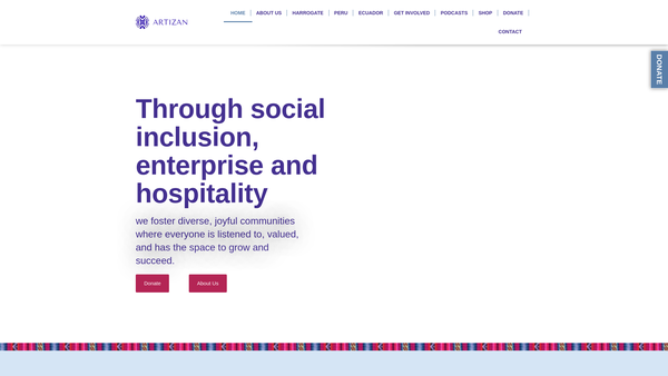 Screenshot of the Artizan International website