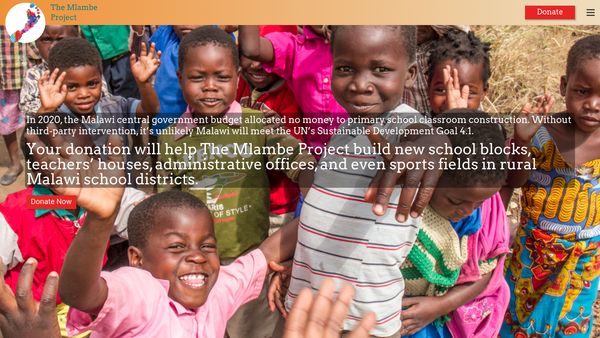 Screenshot of the The Mlambe Project website