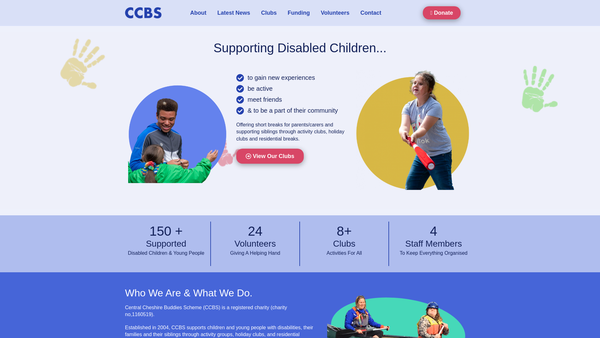 Screenshot of the Central Cheshire Buddy Scheme website