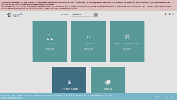 Screenshot of the Eleva Foundation Ltd website