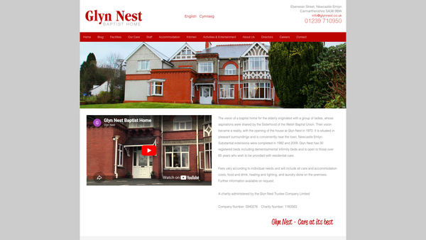 Screenshot of the The Glyn Nest Baptist Home website