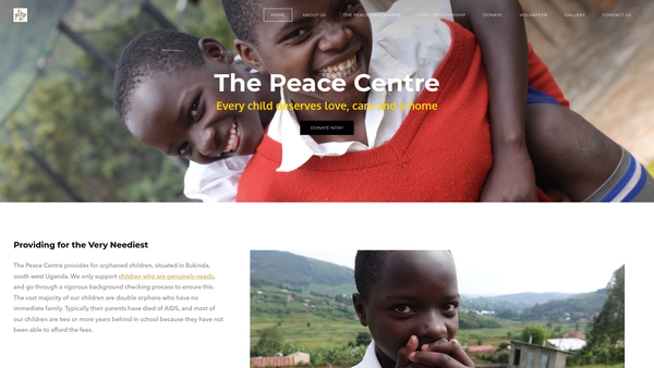 Screenshot of the The Peace Centre Uganda website