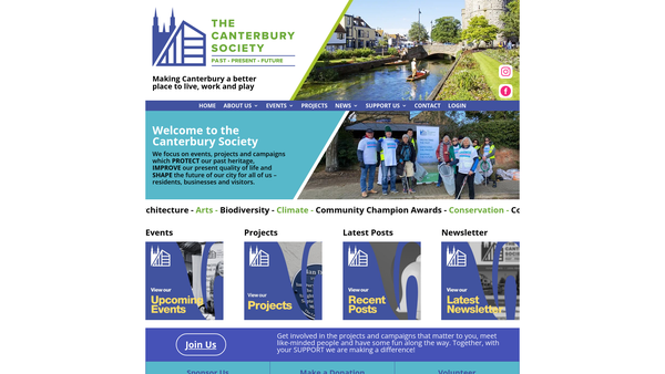 Screenshot of the The Canterbury Society website