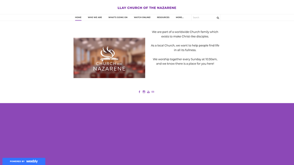 Screenshot of the Llay Church Of The Nazarene website