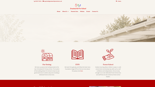 Screenshot of the Greatworth Pre-School. website