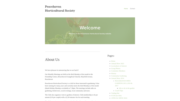 Screenshot of the Peacehaven Horticultural Society website