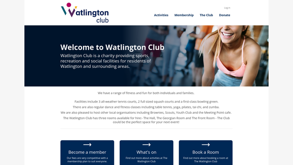 Screenshot of the The Watlington Club CIO website