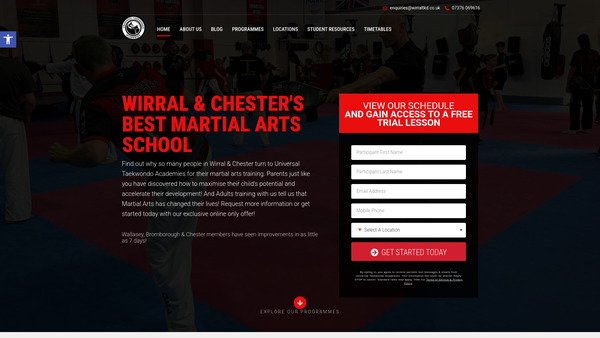 Screenshot of the Inclusively Taekwondo website
