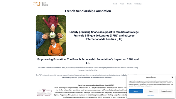 Screenshot of the French Scholarship Foundation website