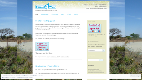 Screenshot of the Mission4water website