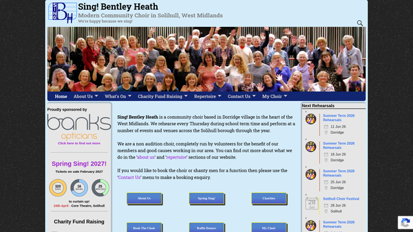Screenshot of the Sing!bentleyheath website