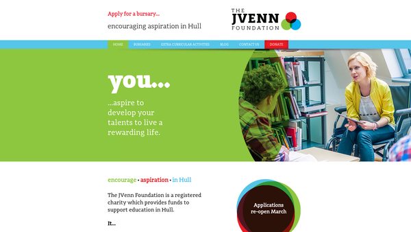 Screenshot of the The Jvenn Foundation website