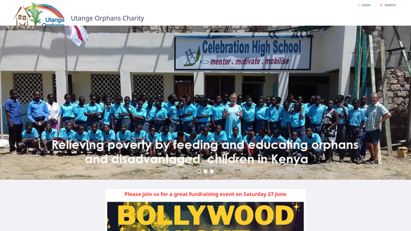 Screenshot of the Utange Orphans Charity website