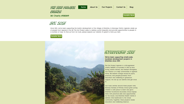 Screenshot of the The Zuri Project Uganda website