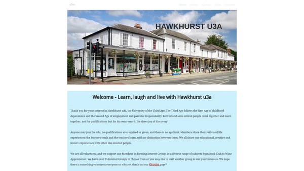 Screenshot of the Hawkhurst U3A website