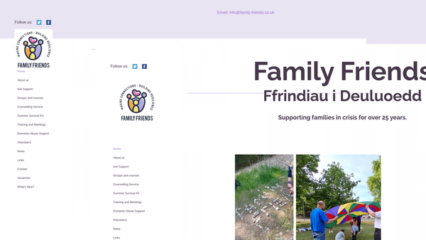 Screenshot of the Family Friends (Wrexham) website