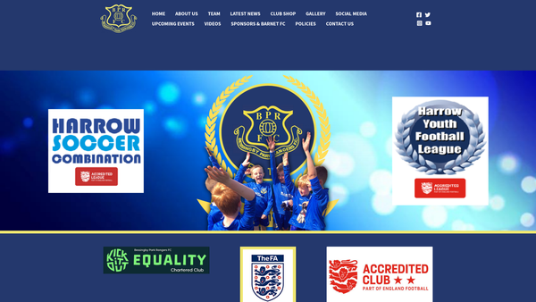 Screenshot of the Bessingby Park Rangers Football Club website