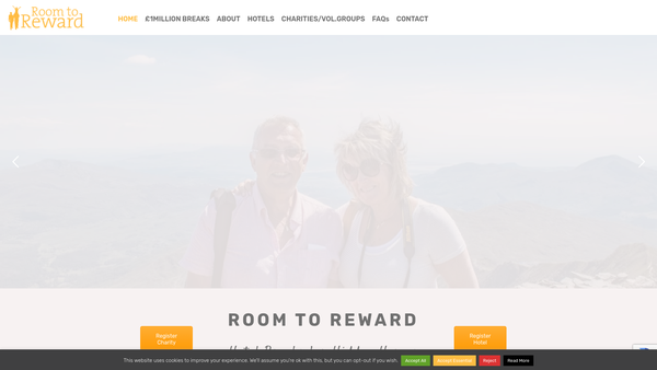Screenshot of the Room To Reward website