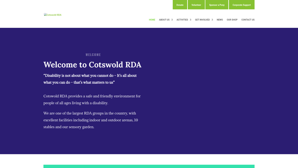 Screenshot of the Cotswold Riding For The Disabled website