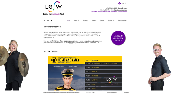 Screenshot of the London Gay Symphonic Winds website