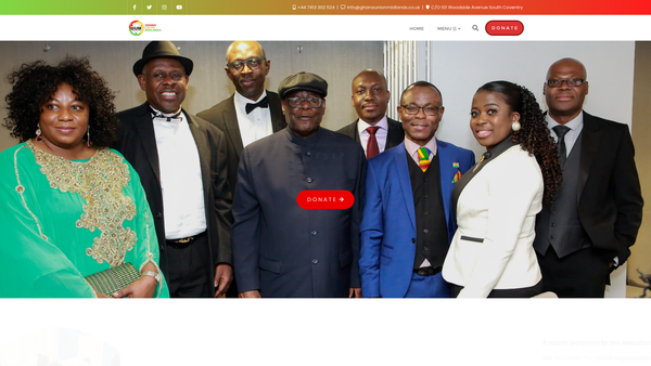 Screenshot of the Ghana Union Midlands website