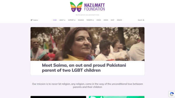 Screenshot of the Naz And Matt Foundation website
