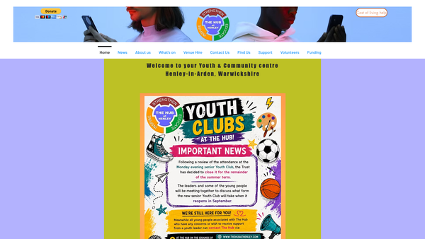 Screenshot of the The Hub@henley Community Centre CIO website