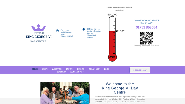 Screenshot of the Windsor Old Peoples Welfare Association website