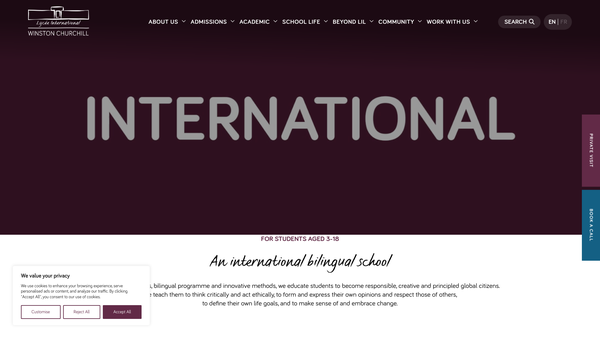 Screenshot of the Lycee International De Londres website